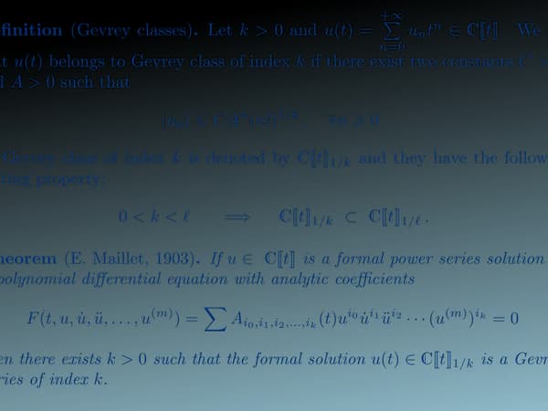 Gevrey classes of the power series.