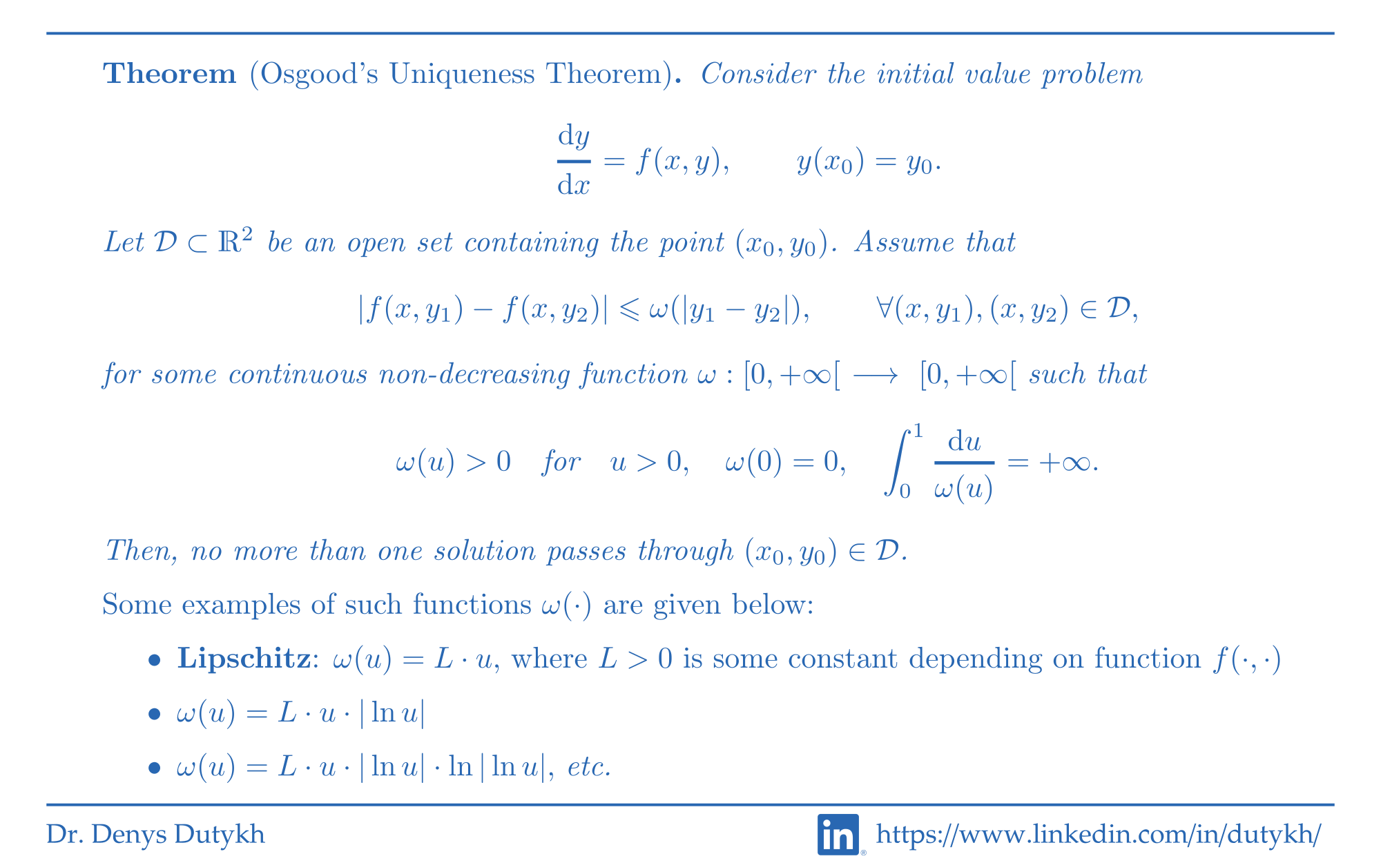 Willian Fogg Osgood's theorem
