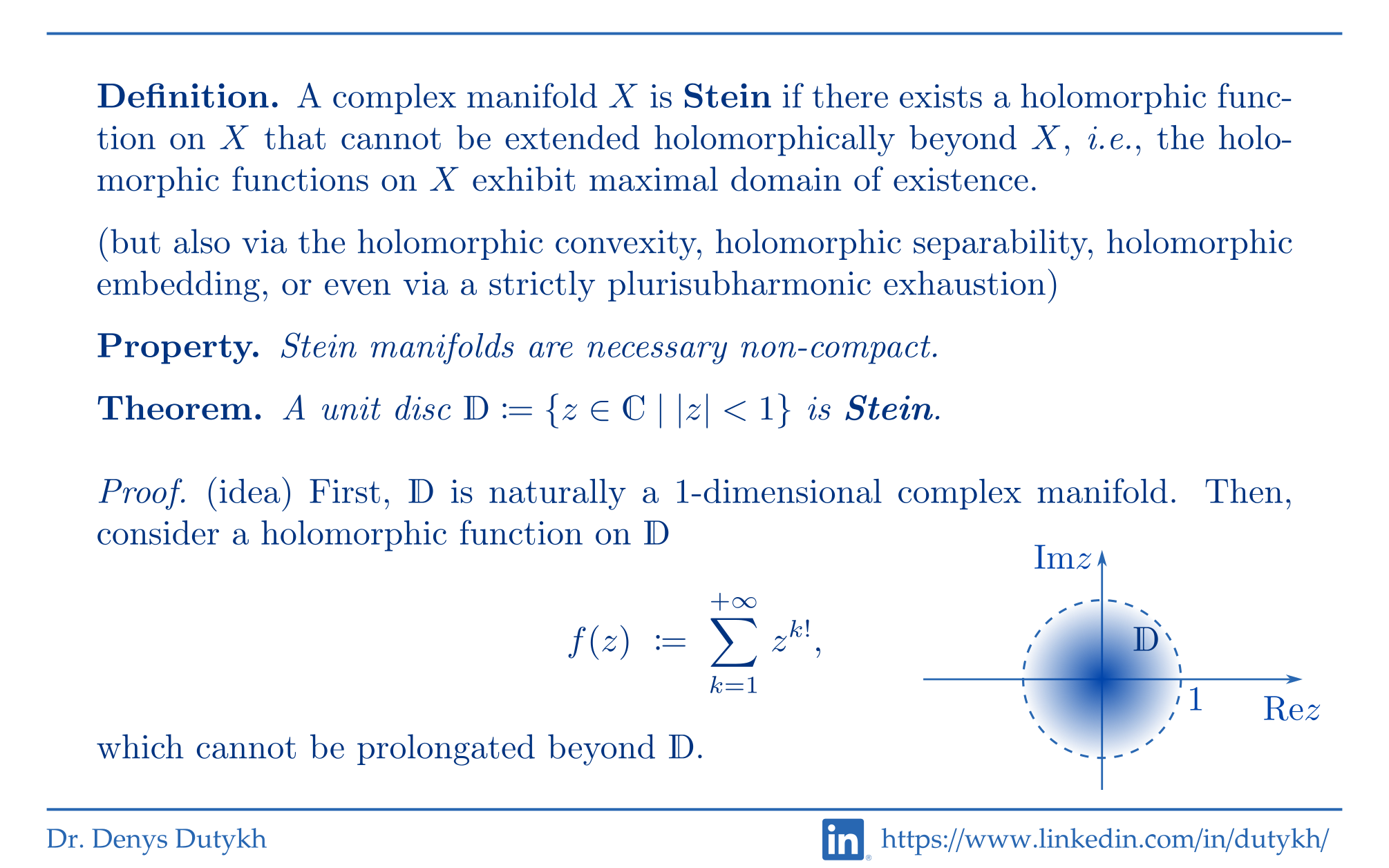 Stein's manifolds explanation